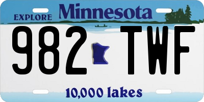 MN license plate 982TWF