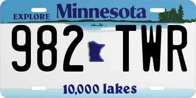 MN license plate 982TWR