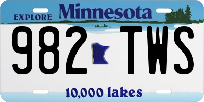 MN license plate 982TWS