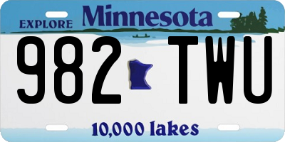 MN license plate 982TWU