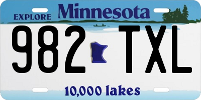 MN license plate 982TXL