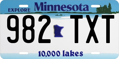 MN license plate 982TXT