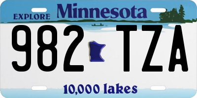 MN license plate 982TZA
