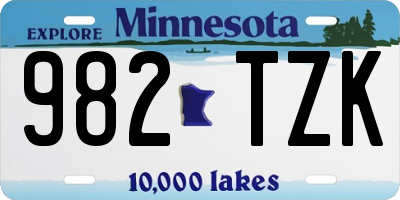 MN license plate 982TZK