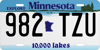 MN license plate 982TZU