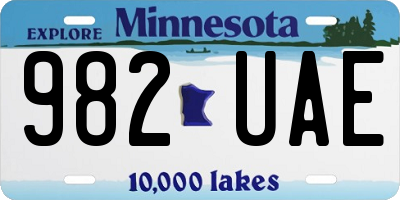 MN license plate 982UAE