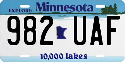 MN license plate 982UAF