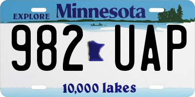 MN license plate 982UAP