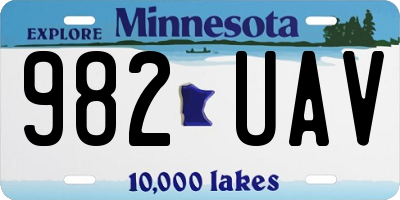 MN license plate 982UAV