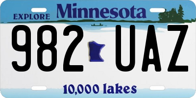 MN license plate 982UAZ