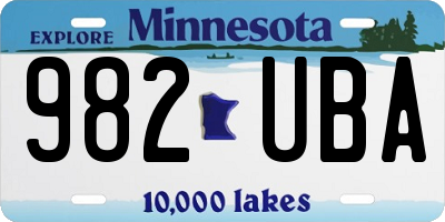 MN license plate 982UBA