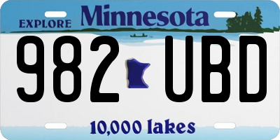 MN license plate 982UBD