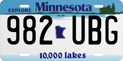 MN license plate 982UBG