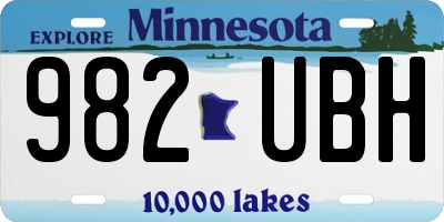 MN license plate 982UBH