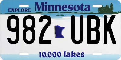 MN license plate 982UBK