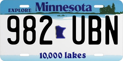MN license plate 982UBN