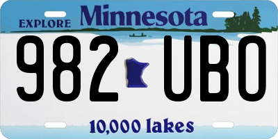 MN license plate 982UBO