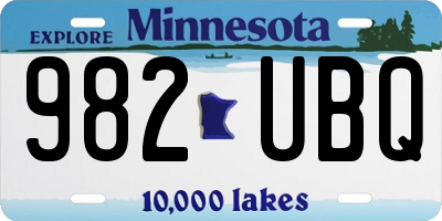 MN license plate 982UBQ
