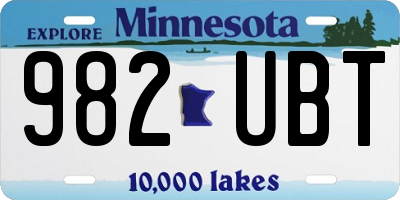 MN license plate 982UBT