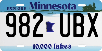 MN license plate 982UBX