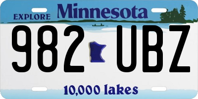MN license plate 982UBZ
