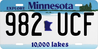 MN license plate 982UCF