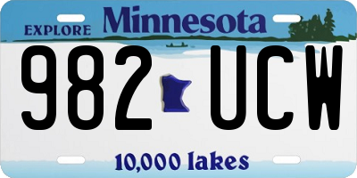 MN license plate 982UCW