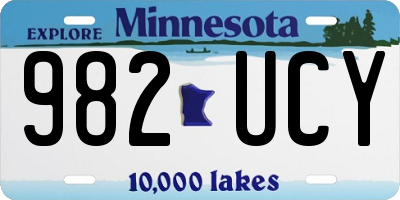 MN license plate 982UCY