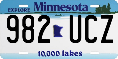 MN license plate 982UCZ