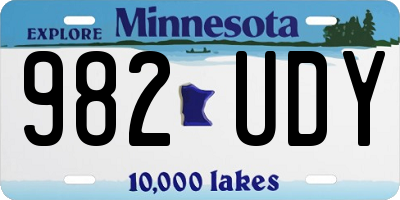 MN license plate 982UDY