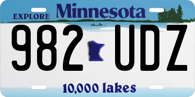 MN license plate 982UDZ