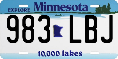 MN license plate 983LBJ