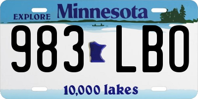MN license plate 983LBO