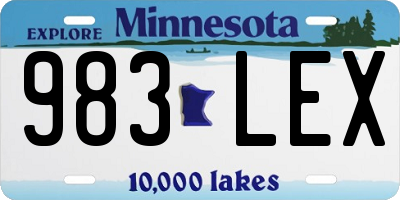 MN license plate 983LEX