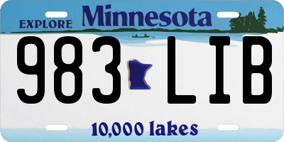 MN license plate 983LIB