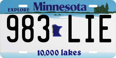 MN license plate 983LIE