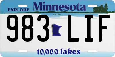 MN license plate 983LIF