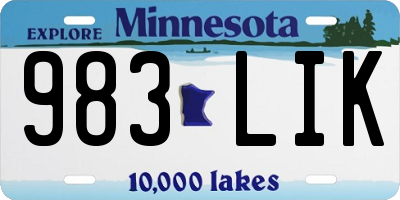 MN license plate 983LIK