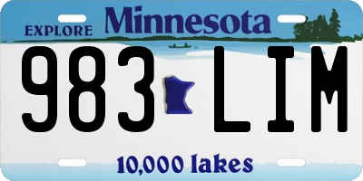 MN license plate 983LIM