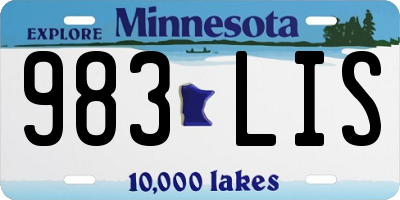 MN license plate 983LIS