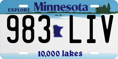 MN license plate 983LIV