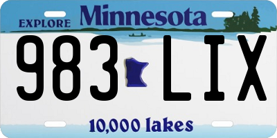 MN license plate 983LIX