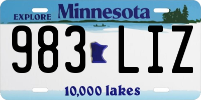 MN license plate 983LIZ