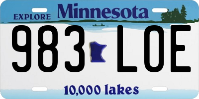 MN license plate 983LOE