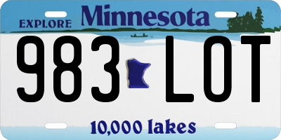 MN license plate 983LOT