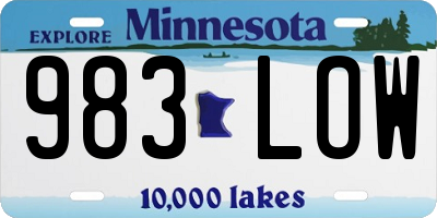 MN license plate 983LOW