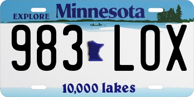 MN license plate 983LOX