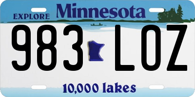 MN license plate 983LOZ