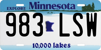 MN license plate 983LSW