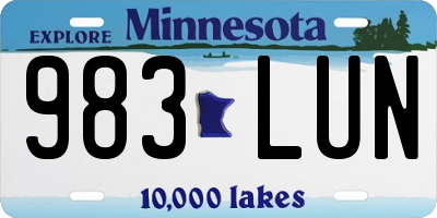 MN license plate 983LUN